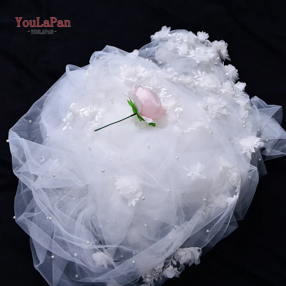 YouLaPan V52 Cathedral Wedding Veil  3M*3M 3D Flowers Floral Bridal Veil Pearl Wedding Veils Wedding Accessories for Bride