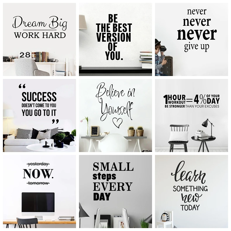 

Motivational Phrases Quotes Sentences Home Vinyl Wall Sticker Decor For School Company Office Study Room Decoration Wall Decals