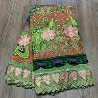 sinya high quality nigerian ankara african wax prints fabric with embroidery guipure cord lace fabric