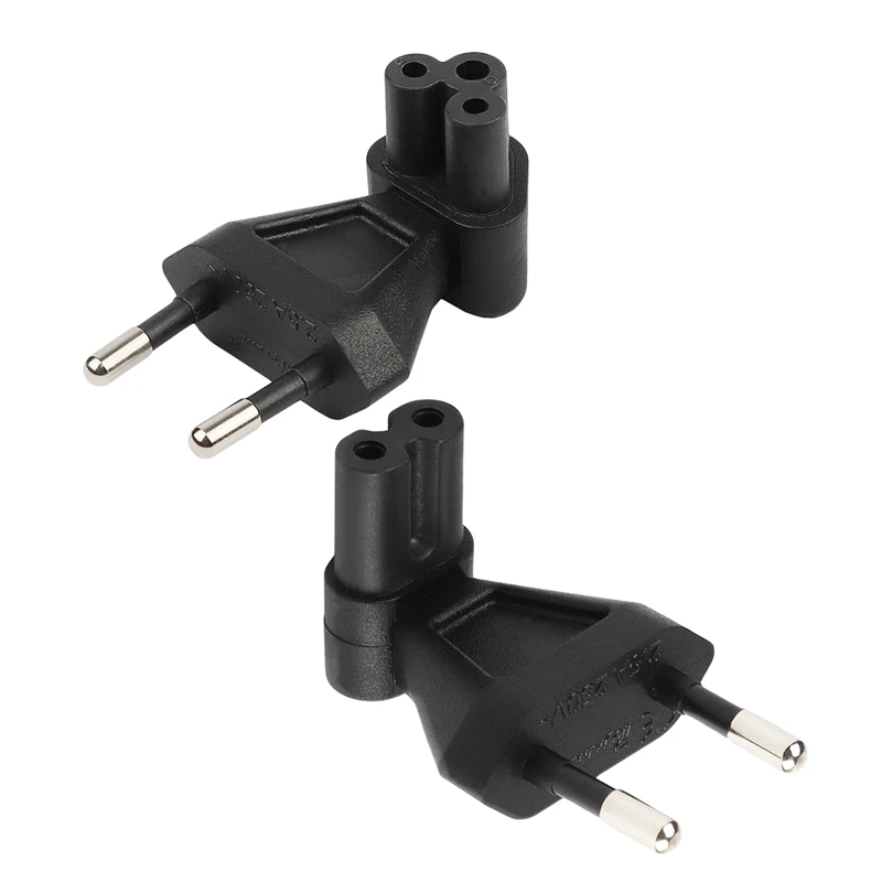 2x 2 контактный переходник переменного тока с вилкой Стандарта ЕС на гнездо Iec 320 C7/