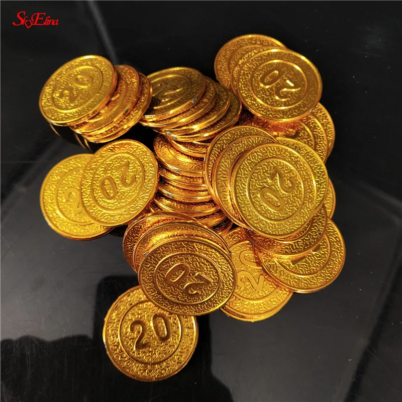 50/100 шт. пиратский золотые монеты для детей декоративная монета Пластик играть