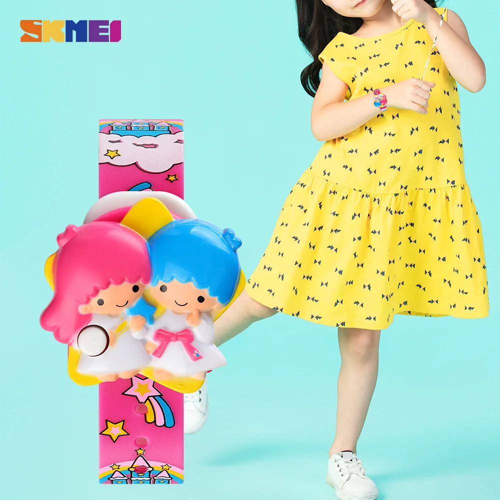 

Часы наручные SKMEI детские цифровые, креативные милые Спортивные Повседневные С 3d-рисунком Аниме принцессы для мальчиков и девочек, с датой, ...