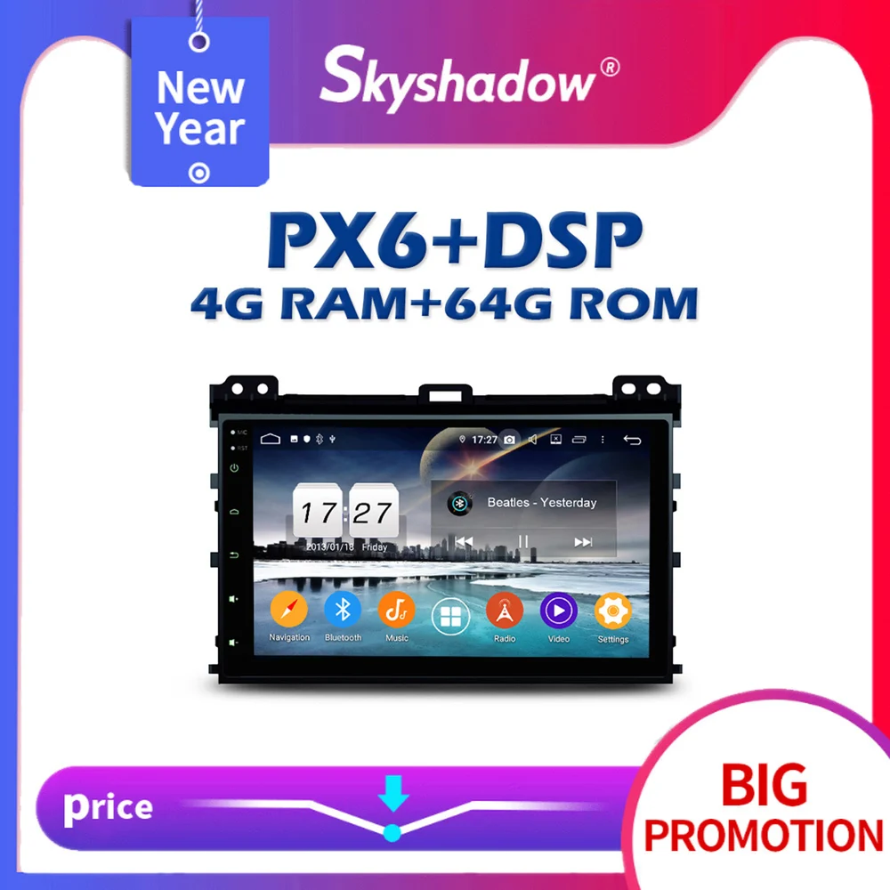 Автомобильный DVD плеер 720P PX6 DSP IPS Android 10 4G + 64 Гб GPS RDS радио Bluetooth 5 0 Wifi для Toyota Land Cruiser