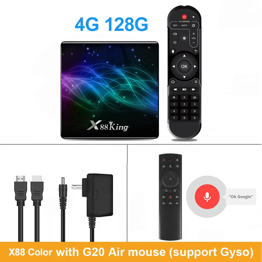 ТВ-приставка LEMADO Amlogic S922X Android 9,0 BT 5,0 4GB 128GB 4K Youtube Netflix Google голосовой помощник X88 King Android tv Box