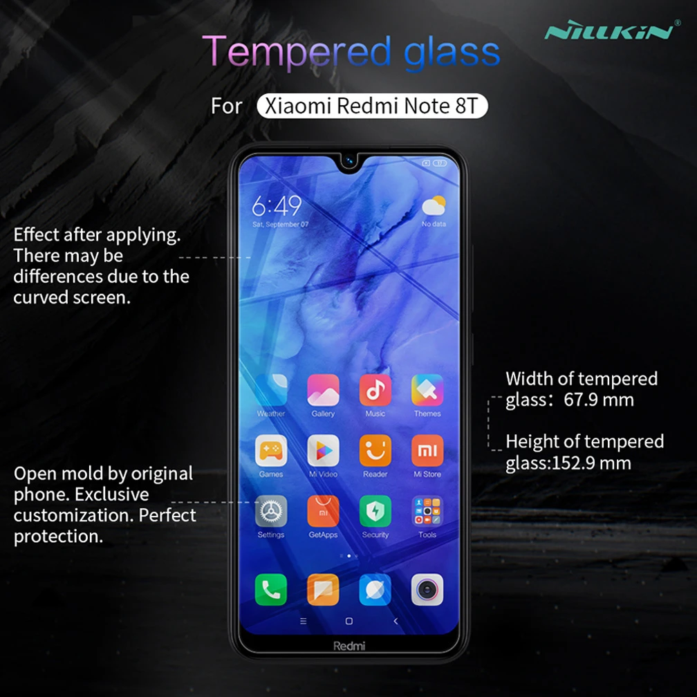 For Xiaomi Redmi Note 8T Закаленное стекло Nillkin Amazing H / + Pro для Противоударная защита