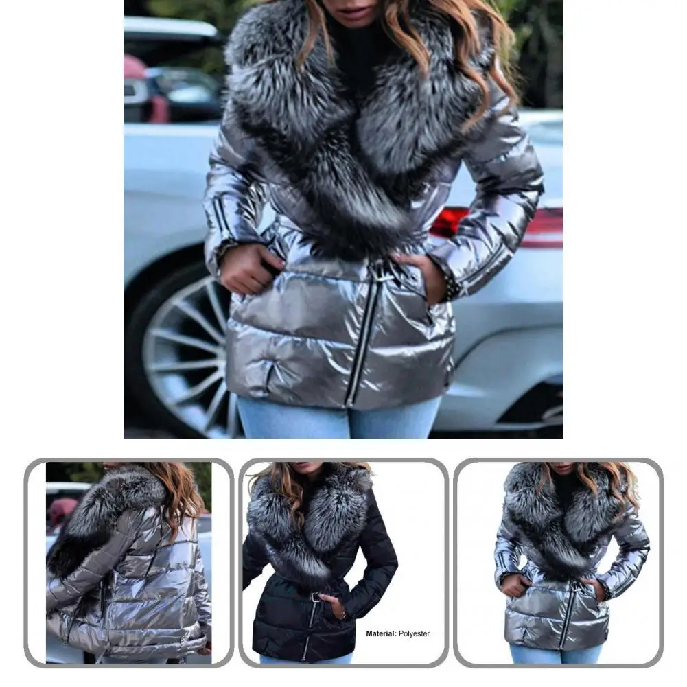 Женское хлопковое пальто с длинным рукавом ветрозащитное яркой поверхностью и