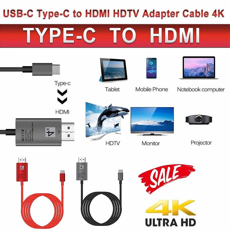 4 K 1080P адаптер высокого разрешения линия типа C к Hdmi USB 3 1 кабель 10Gbp анти гнущийся