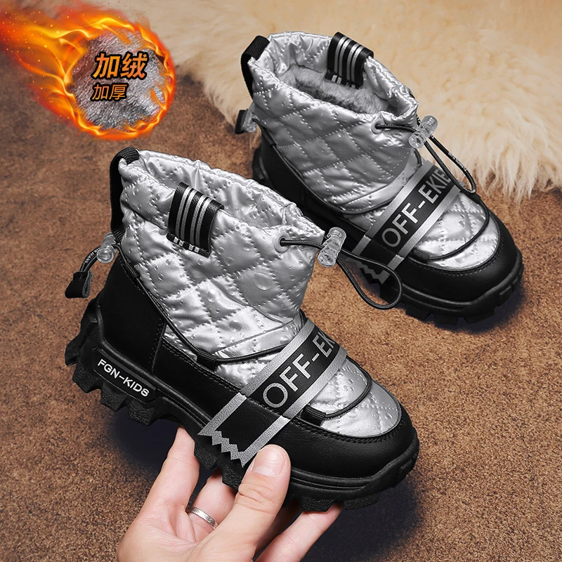 

2021 Children Winter Boots Kids Outdoor Snow Shoes Boys Warm Plush Thicken Shoes Sneakers Home Boot Fashion Girls Boys Shoes