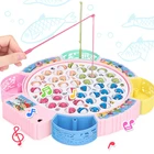 Детские музыкальные игрушки для рыбалки, Электрический вращающийся Игровой Набор для рыбалки, удочки, магнитные домашние игровые Игрушки для детей в подарок