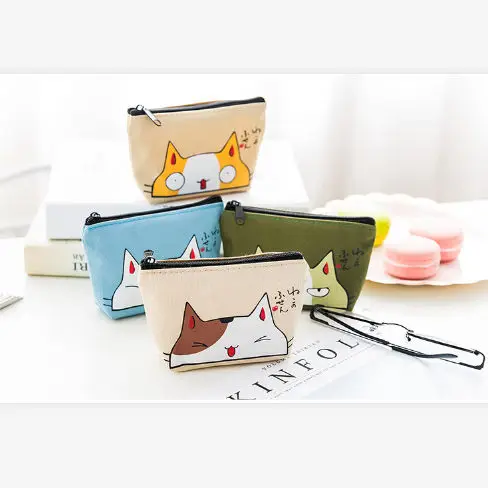 Милый кошелек для монет девочек клатч на молнии сумка ключей мини с мультяшным