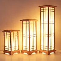 Home Design Wood Lamp Fashion Japanese Floor Lamp Washitsu Tatami Decor Window Pane Lamp Restaurant Living Room Hallway Lighting