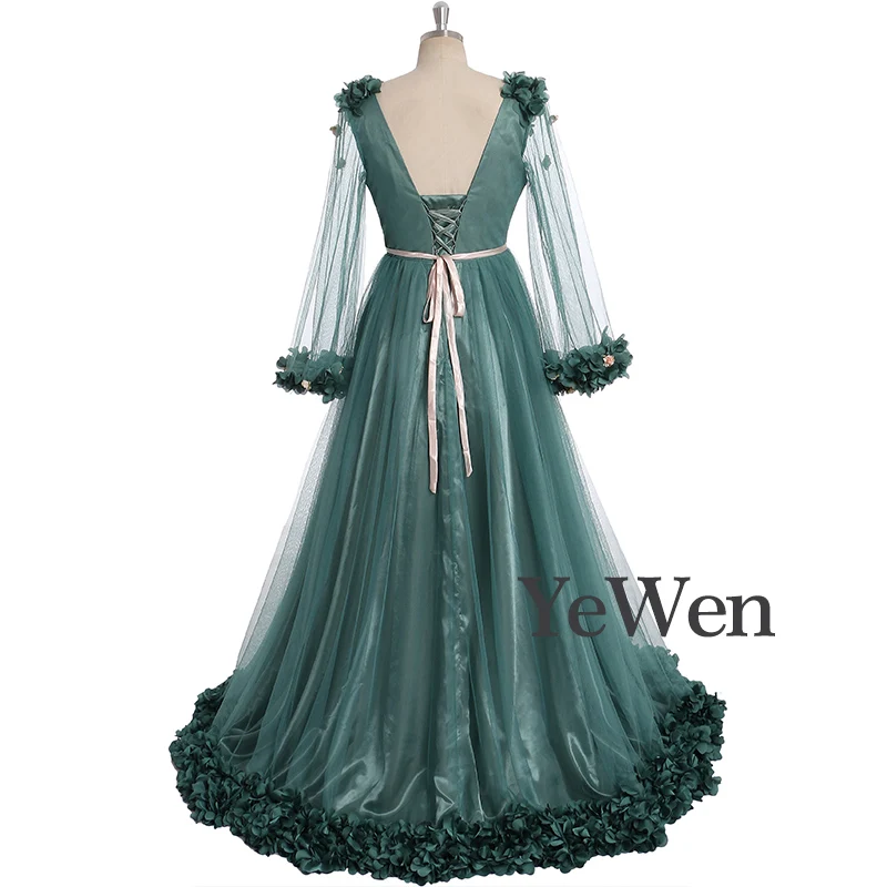 Дубай с длинным рукавом Зеленые Сексуальные вечерние платья 2020 ручной работы