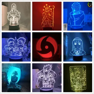 Аниме 3D лампа Наруто Узумаки Саске Какаши 7 класс Какаши Харуно ночсветильник фигурка манга светодиодный Lampara Hinata Minato Lampe