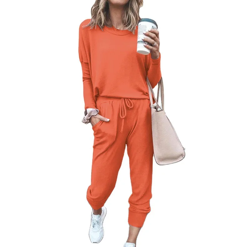 

Loose pure color long sleeve leisure suit Sweatshirt