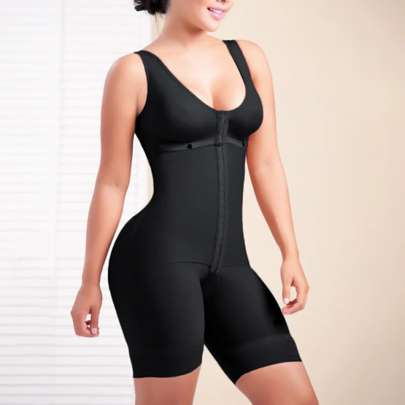 

Black Full Body Shaper with Wide Straps Bra Skims Tummy Control Postpartum Women Shapewear Fajas Reductoras Y Modeladoras Mujer
