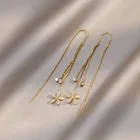 Серьги-подвески YAOLOGE, кисточка золотого цвета, для женщин, стразы в форме цветка, из сплава, 2021, модные ювелирные украшения для вечеринок