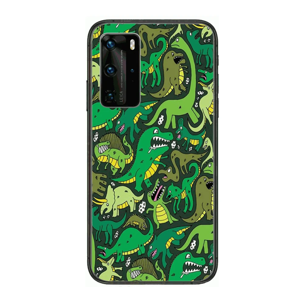 

Dinosaur Shockproof Phone Case For Huawei P 40 30 20 10 Lite Smart Z Pro Black Etui Coque Painting Hoesjes comic fashion
