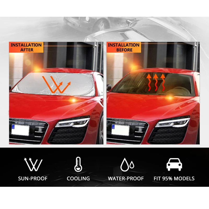 Авто козырек покрывает УФ-защиту Складной автомобильный солнцезащитный лобовое