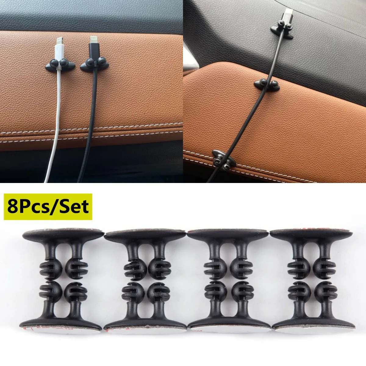 

8PCS Car Dashboard Mobile Phone Cable Manager Charger Cable Line Organizer Auto Interior Accessories PVC Double-sided Tape