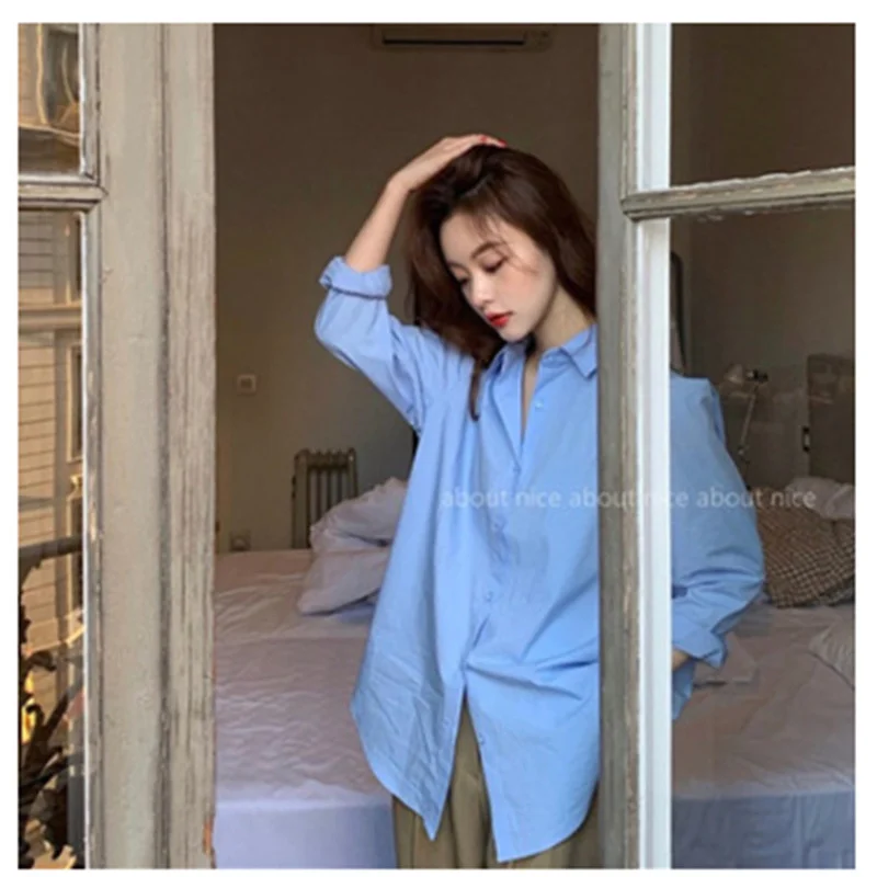 

Pure Color Shirt, Long Sleeves, Loose, Slim, All-match Fashion Tops 2021 Spring And Autumn Korean Version Of The New Ladies Qn*
