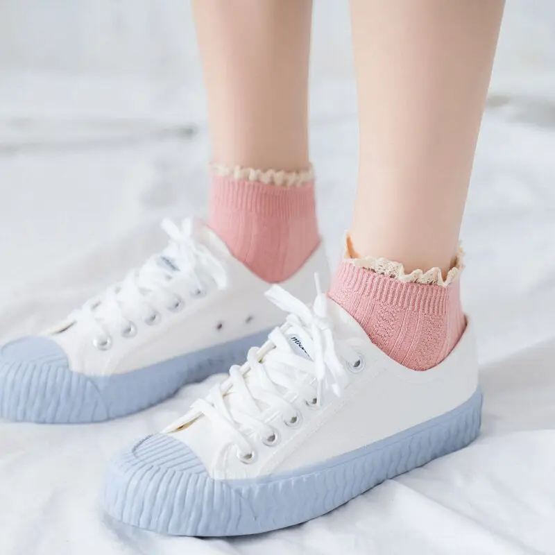 

Fashion Lace Ruffled Soft Cotton Female Socks Top Quality Spring and Summer Cute Socks Sweet Princess Girls Comfortable Cute Fri