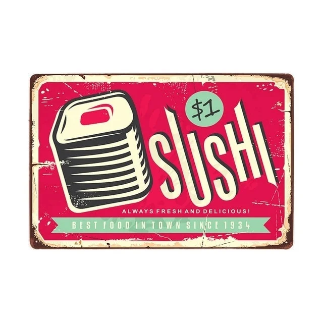 

Food Tin Sign Vintage Plaque Metal Wall Plates Restaurant Decoration Pub Bar Decorative Home Decor 20x30cm