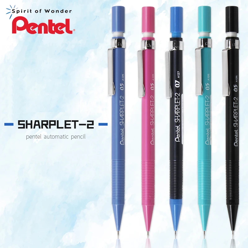 3 Pieces Pentel Sharplet 2 A125 P Mechanical Pencil menurut pensil bergerak 0.5mm Japan Black/Blue/Green/Light Blue/Pink