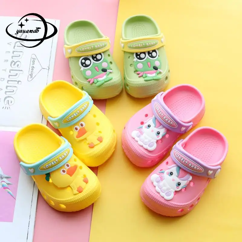 2-7y Kids Mules & Clogs Baby Summer Boy Girl Sandals Flat Cartoon Soft Bottom Infant Slippers Children Garden Shoes Hy19