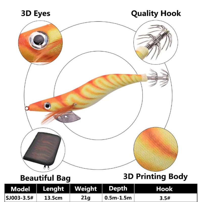 

10Pcs Fishing Lure Set Squid Jigs Hook Wooden Shrimp Artificial Fishing Lures Wood Shrimp Fishing Bait