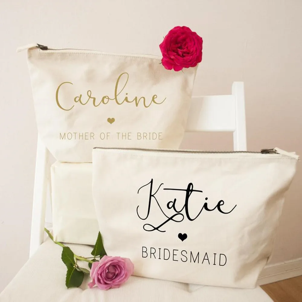 Персонализированная Золотая сумка для макияжа в форме сердца кошелек с