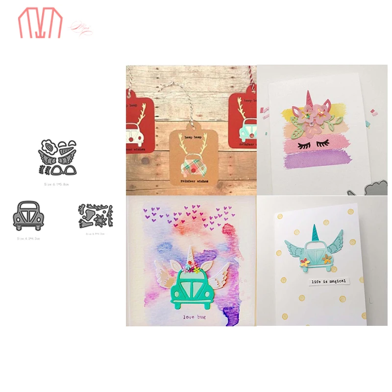 Металлические трафареты для резки автомобиля с милым единорогом Mai сделай сам