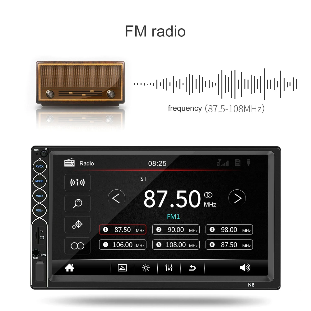 Автомагнитола 2 din мультимедийный плеер с сенсорным экраном 7 дюймов HD Bluetooth MP5 USB TF