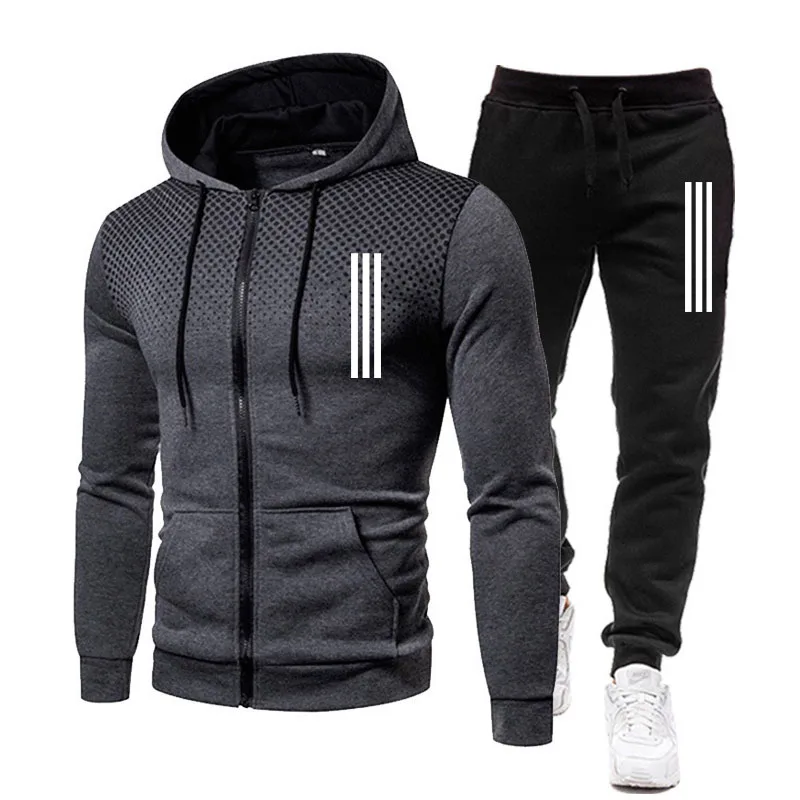 

Two-piece zipper hoodie + pants men's autumn and winter suit casual sportswear men's sportswear brand clothing spo