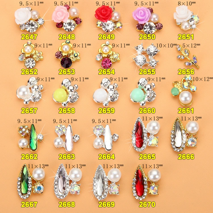 

100PCS/Lot Charms Art 3D Nail Decoration crystal Shaped Alloy Nail Art Diamond Nail Decoration Teardrop Supply