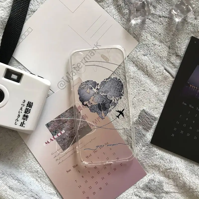 Airplane Map Travel Phone Case For IPhone 12 11 Pro Max Xs X Xr 7 8 6 6s Plus Se 2020 Transparent Cover | Мобильные телефоны и