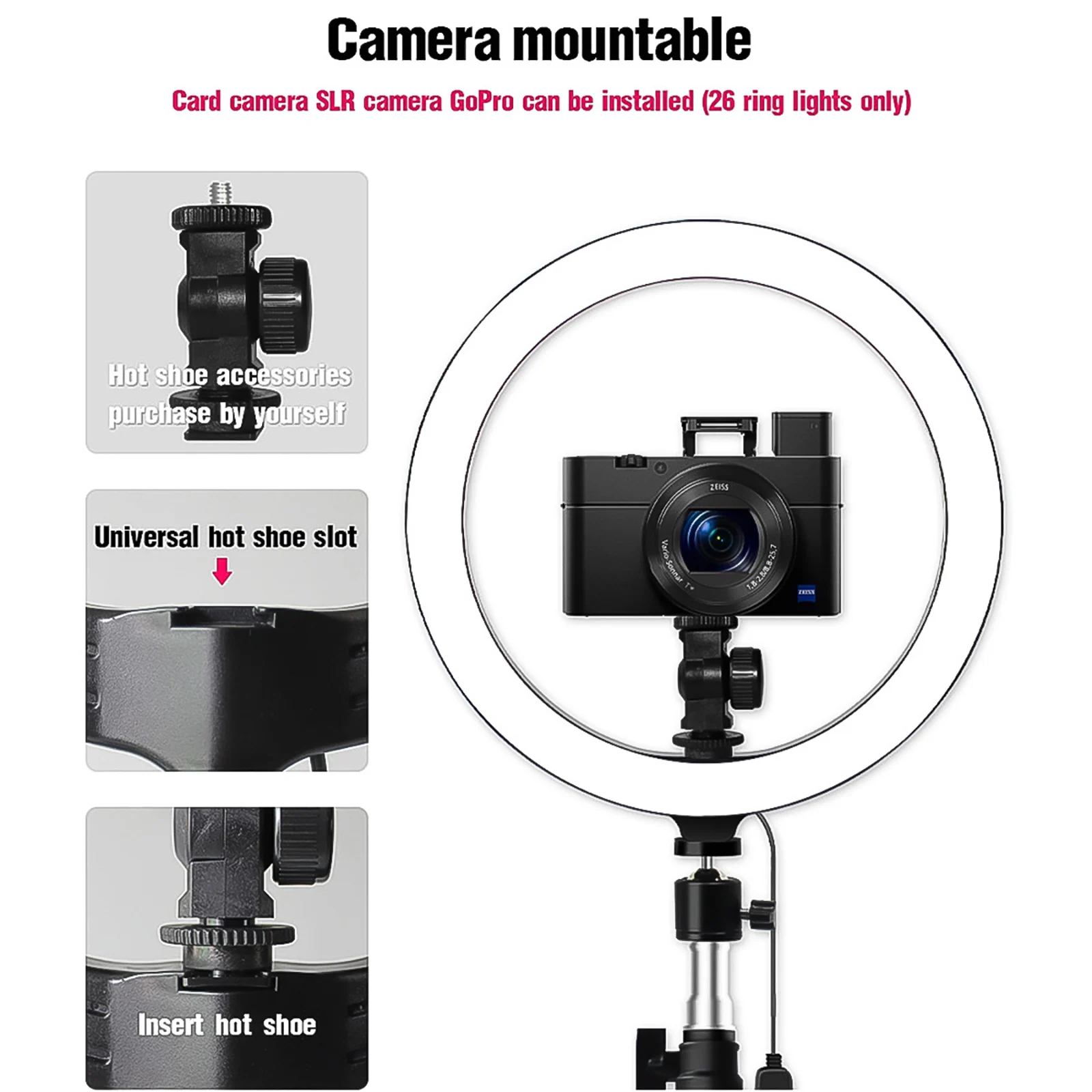 26 см затемнения светодиодный селфи кольцо светильник с Штатив для фотографии ing