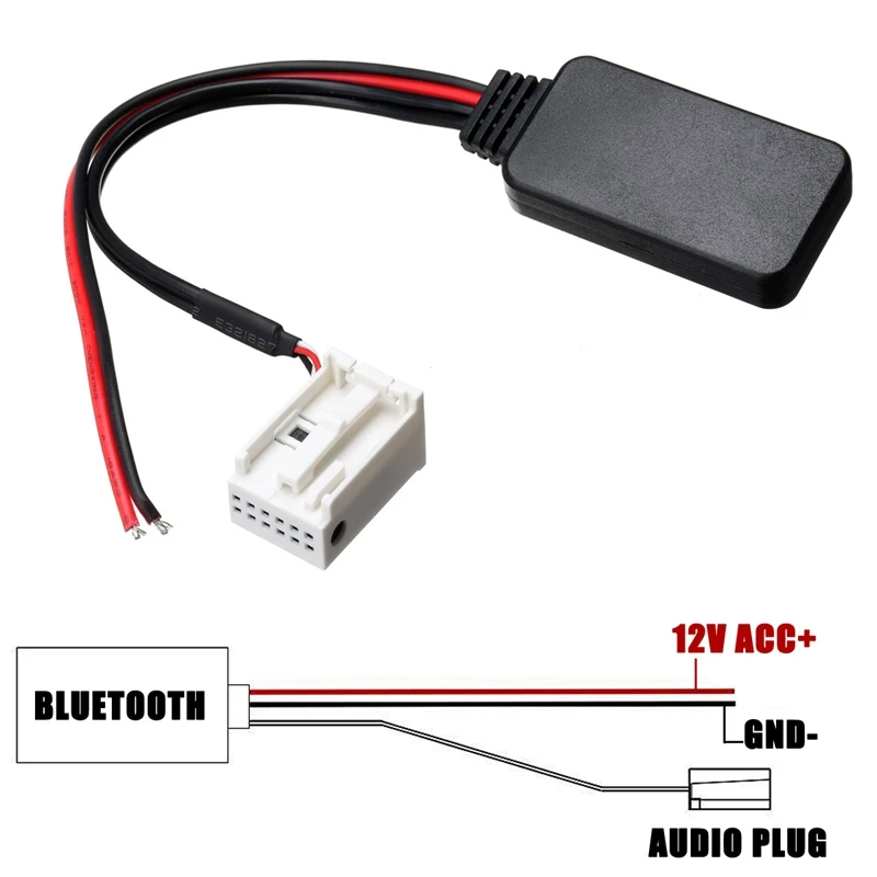

12-Pin Module Board Wireless Bluetooth Stereo Music Adapter Receiver Aux Auxiliary o Cable For Mercedes-Benz W169 W245 W203