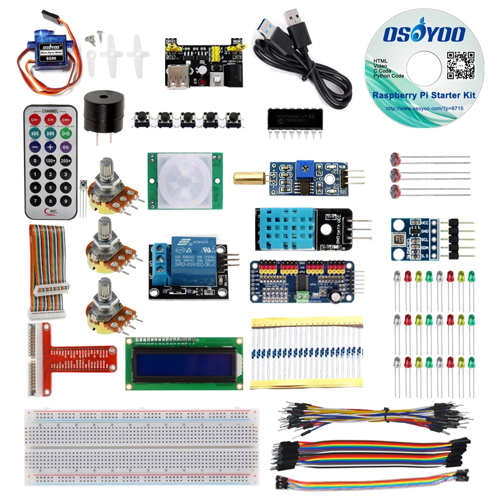 Raspberry Pi 3 Starter Kit DIY Электронный RPi обучающий комплект для начинающих дисплей pca9685 с кодом C/питона и видеоуроком