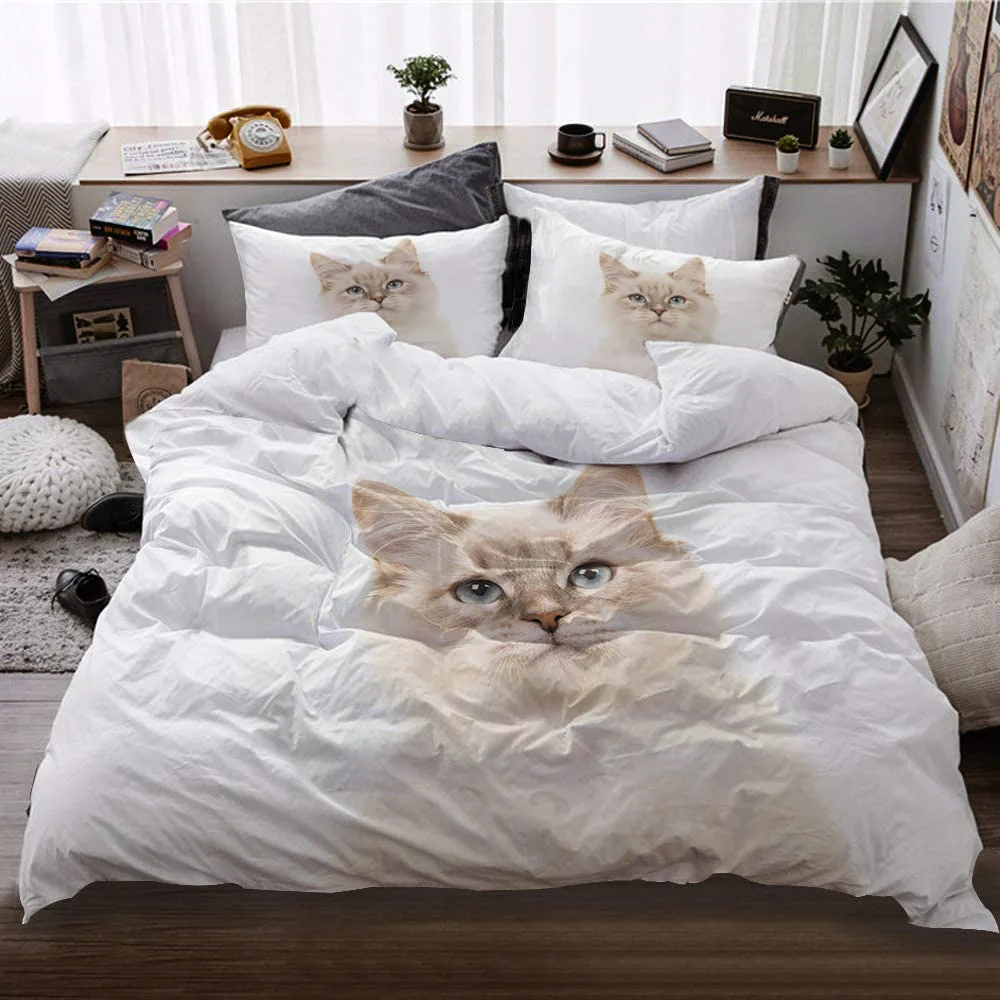 Набор с трехмерным рисунком кота декоративный пододеяльник наволочкой размеры
