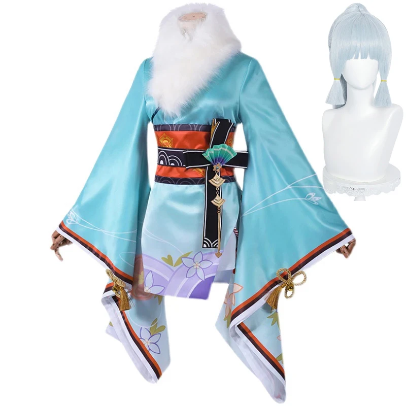 

Косплей-костюмы Game Genshin Impact Kamisato Ayaka, японское кимоно, Униформа, парик, женское платье, Хэллоуин, карнавальвечерние