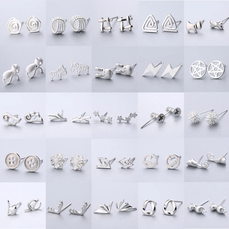 Сережки серебристого цвета не аллергические короткие Peersonalized для женщин