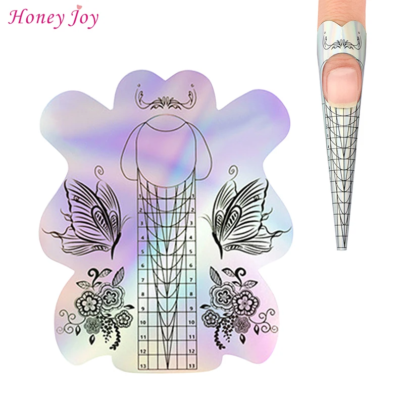 

100 packs Pro Flower Nail Form French Acrylic UV Gel Tips Extension Sticker Builder Form Guide Stencil Manicure Tools