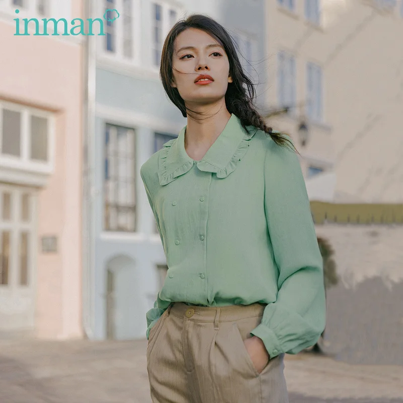 INMAN Весна 2020 Новое прибытие литературная ретро-кукла воротник двубортная блузка