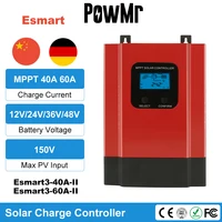 PowMr Esmart3 40A 60A MPPT Solar Controller 12V/24V/36V/48V Auto Back-light LCD Max 150VDC Input Energy Saving RS485 Port