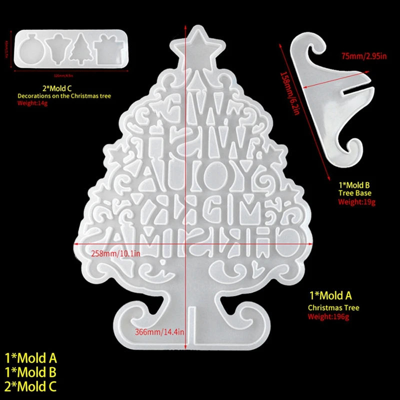 

Diy Glue Mold 3D Three-Dimensional Christmas Ornaments Christmas Tree Silicone Resin Listing Decoration