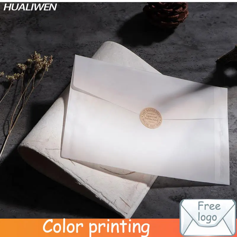 

20PCS/Lot Custom Semi-transparent Sulfuric Acid Paper Envelopes For DIY Postcard Card Storage Wedding Invitation Gift Packing