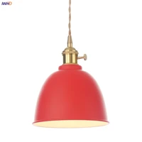 iwhd red color iron wrount led pendant lighting cafe bedroom dinning living room copper nordic lamp light luminaire lighting