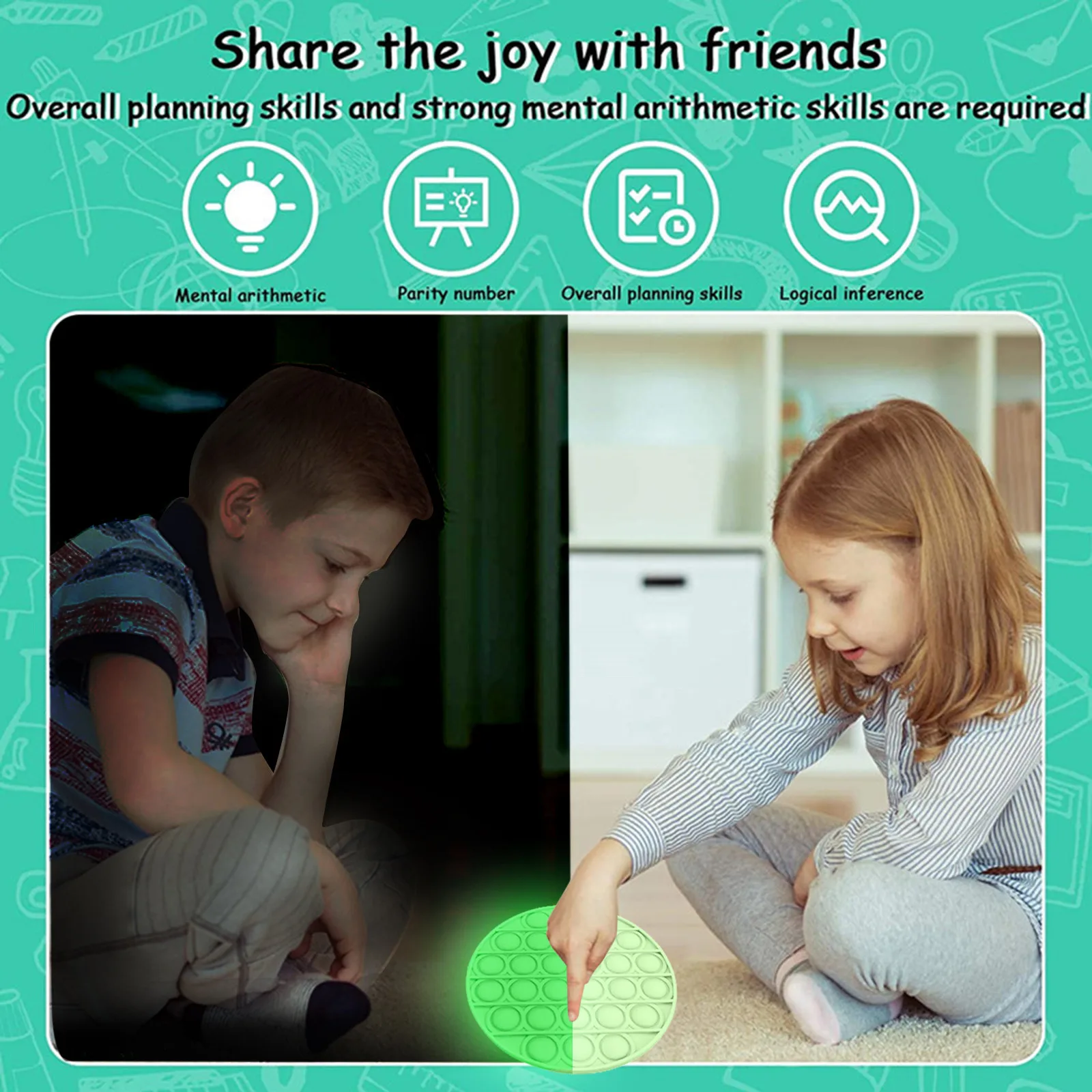 

Stress Relief Toys Push Pop Bubble Fidget Silicone Toys For Kids Anti Stress Luminous Pop It Toy Figet Popit Popcorn juguetes