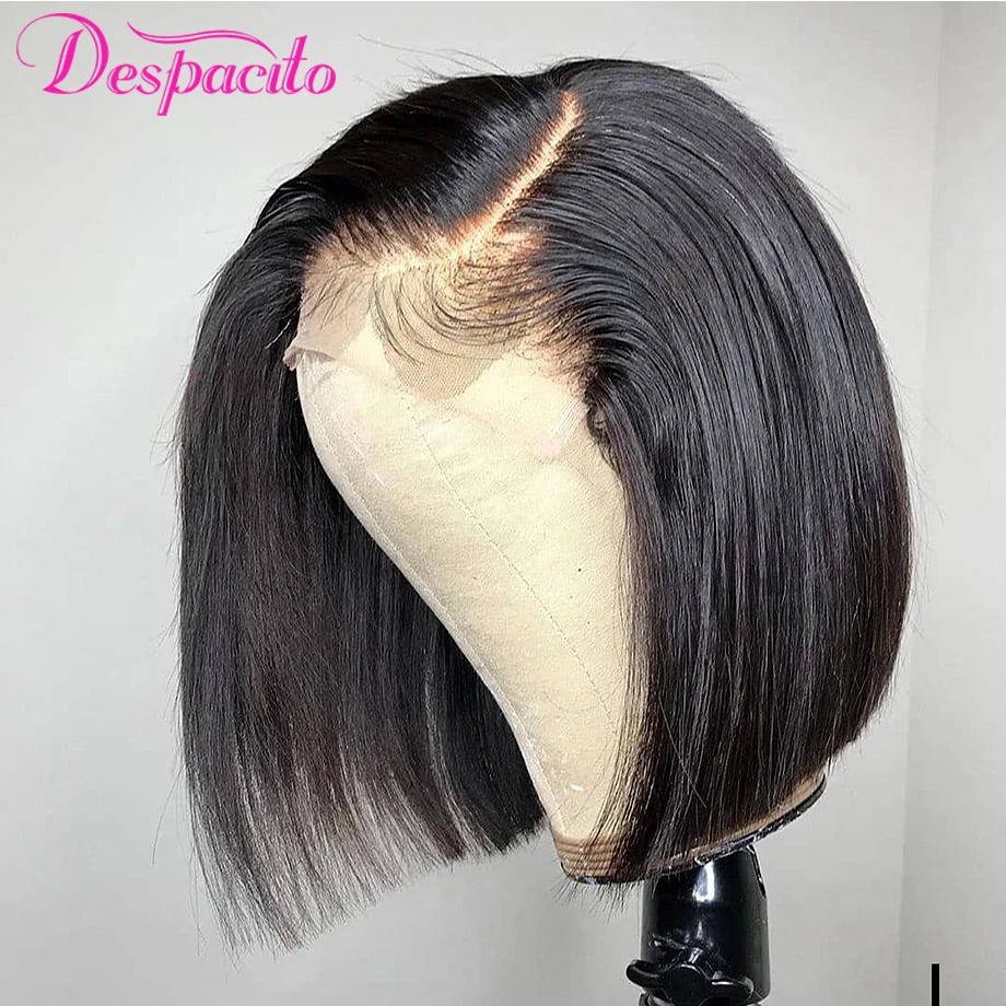 

4x1 T Part Lace Short Pixie Cut Bob Wig Human Hair 8-16 Inch Brazilian Straight Hair 4x4 Bob Closure Wig Pre Plucked 150 Density