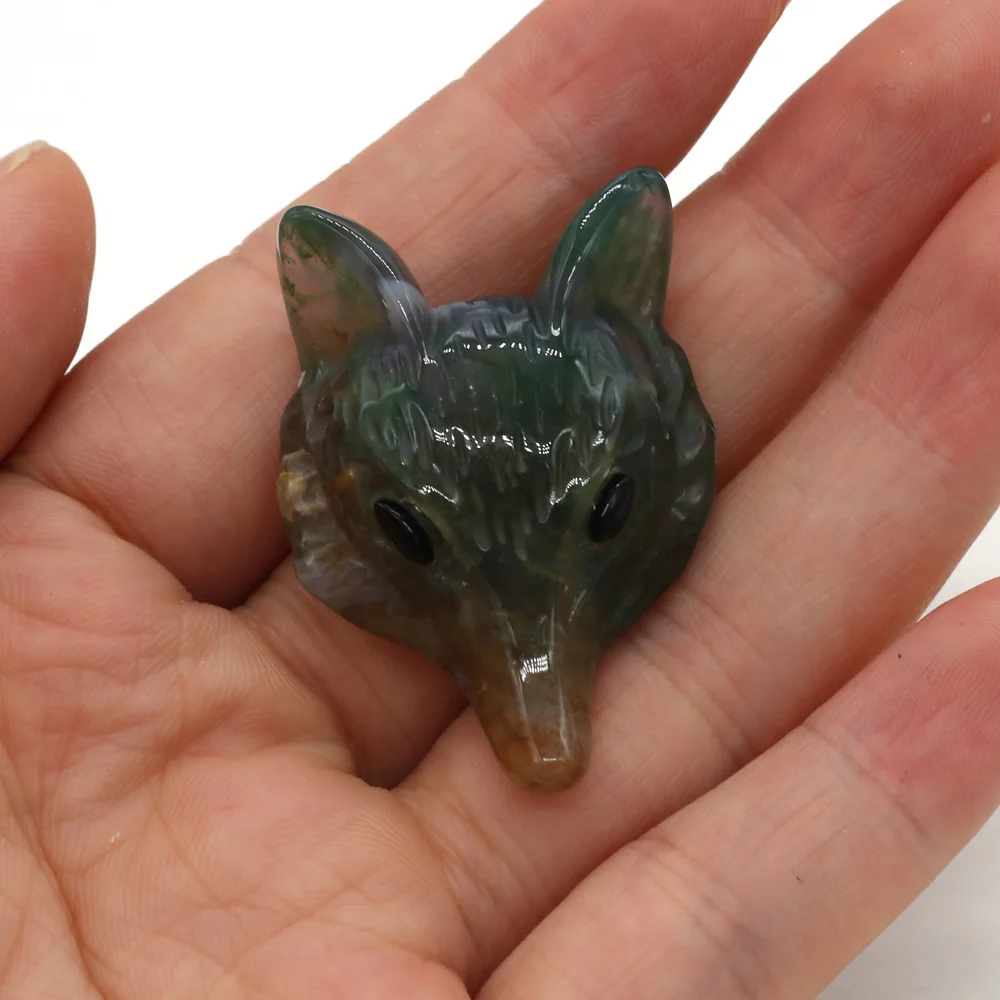 

Natural Agates Beads Fox-head Shape Natural Stone Beads Charms Size 30x40mm for Making DIY Jewelry Necklace